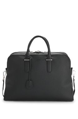 Grained-leather holdall with embossed logo