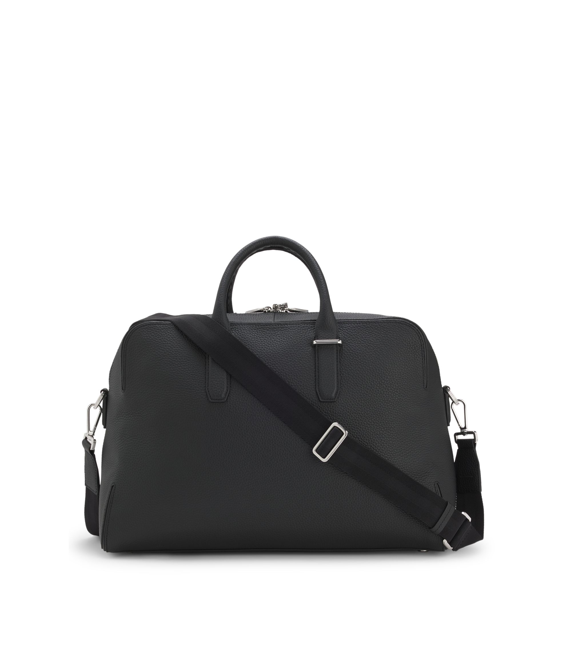 BOSS - Grained-leather holdall with embossed logo - Black