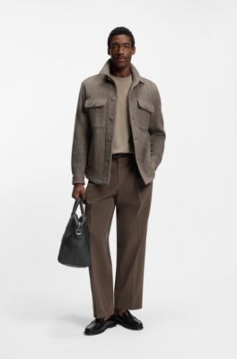 Grained-leather holdall with embossed logo, Black