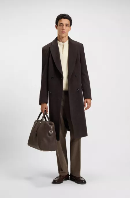 Grained-leather holdall with embossed logo
