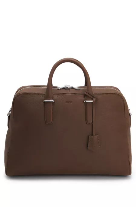 Sac de voyage en cuir grainé avec logo en relief