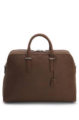 Grained-leather holdall with embossed logo 1