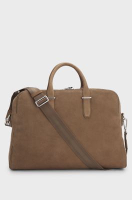 Grained-leather holdall with detachable key holder, Light Brown