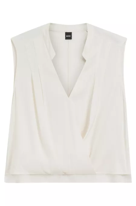 Regular-fit blouse in stretch silk