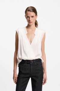 Chemisier Regular en soie stretch, Blanc
