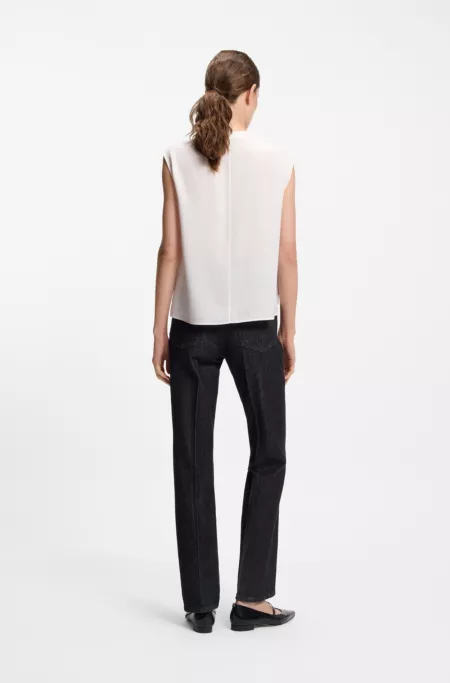 Regular-fit blouse in stretch silk
