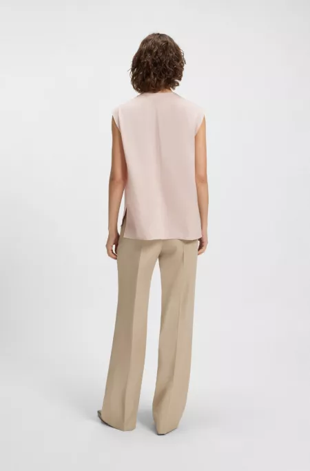 Regular-fit blouse in stretch silk