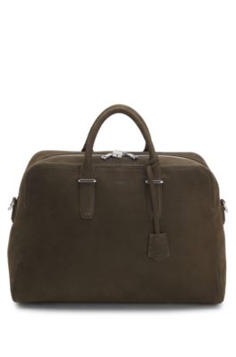 Leather holdall with padlock and key holder, Khaki