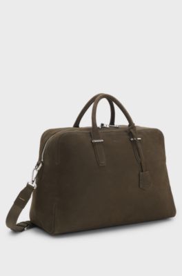 Leather holdall with padlock and key holder, Khaki