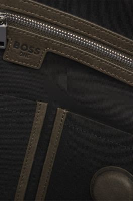 Leather holdall with padlock and key holder, Khaki