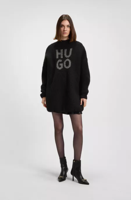 Sparkling stacked-logo sweater with wool and alpaca