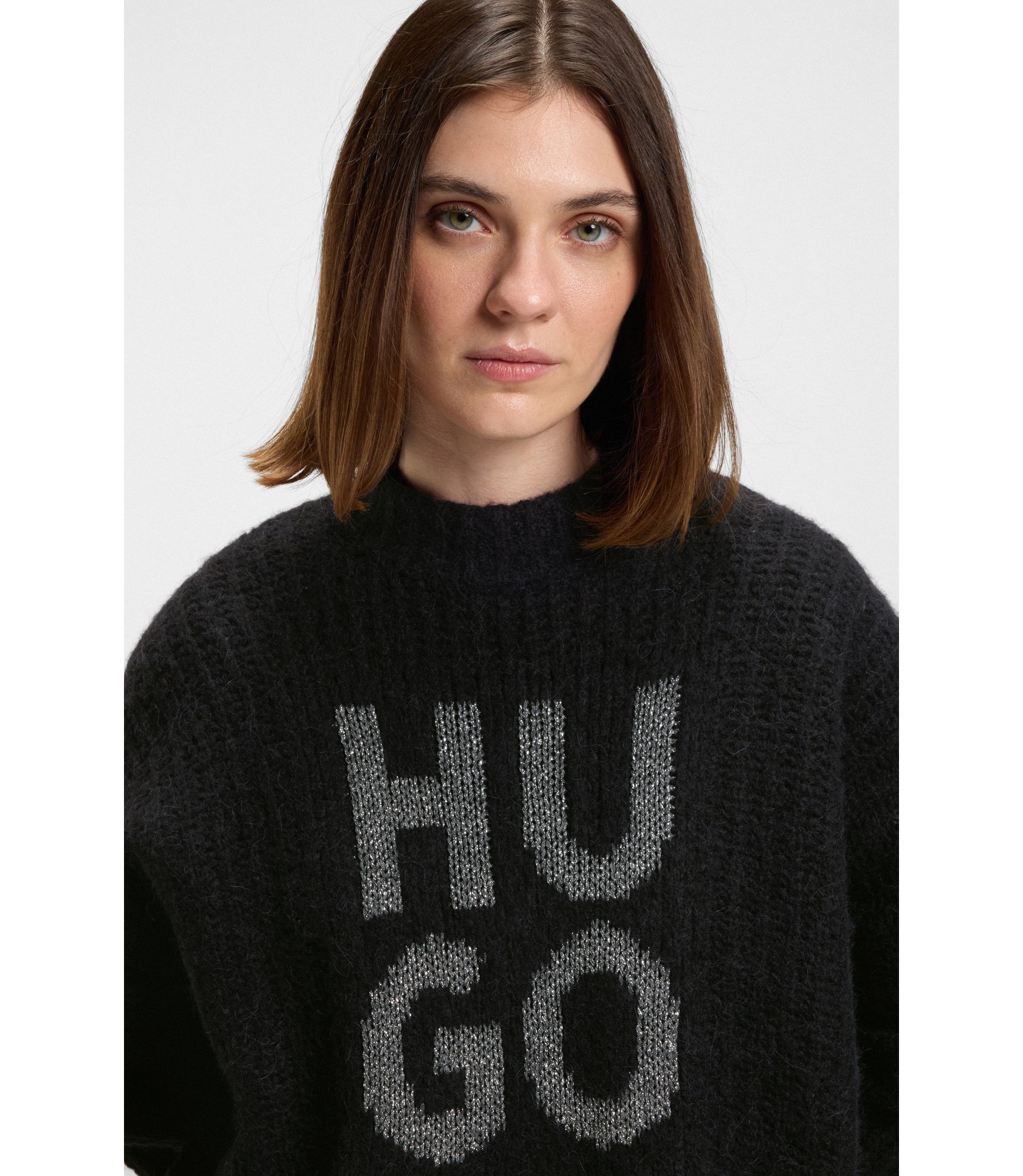 HUGO - Sparkling stacked-logo sweater with wool and alpaca
