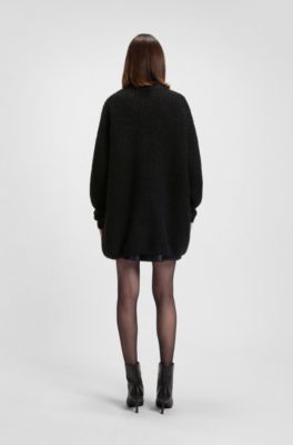 Maglione scintillante con logo scomposto in lana e alpaca, Nero