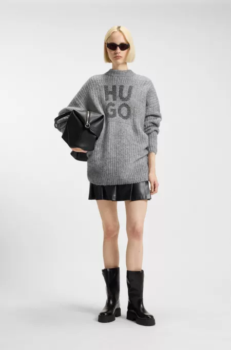 Sparkling stacked-logo sweater with wool and alpaca