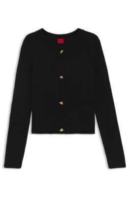 Knitted cardigan with gold-tone knot buttons, Black