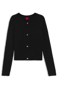 Knitted cardigan with gold-tone knot buttons, Black