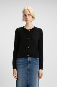 Gilet en maille avec boutons dorés effet nœud, Noir