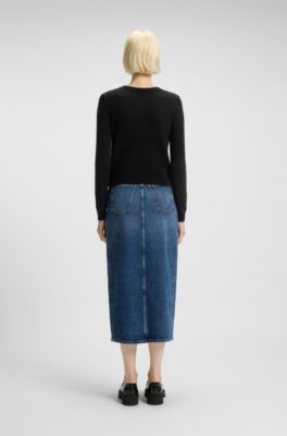 Knitted cardigan with gold-tone knot buttons, Black