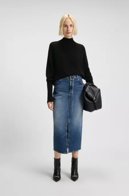 Relaxed-fit mock-neck sweater in a wool blend