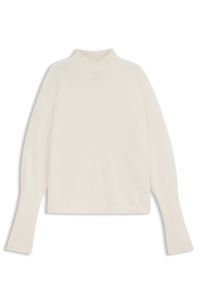Relaxed-fit mock-neck sweater in a wool blend, Natural