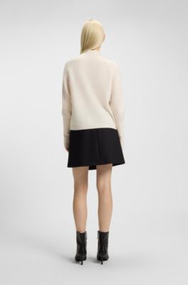 Mock neck-tr&ouml;ja i relaxed fit, i ullblandning, Naturf&auml;rg