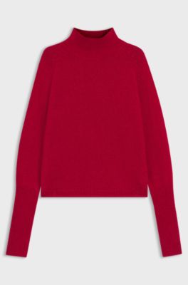 Relaxed-Fit Pullover aus Woll-Mix mit Stehkragen, Rot