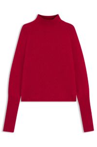 Relaxed-fit mock-neck sweater in a wool blend, Red