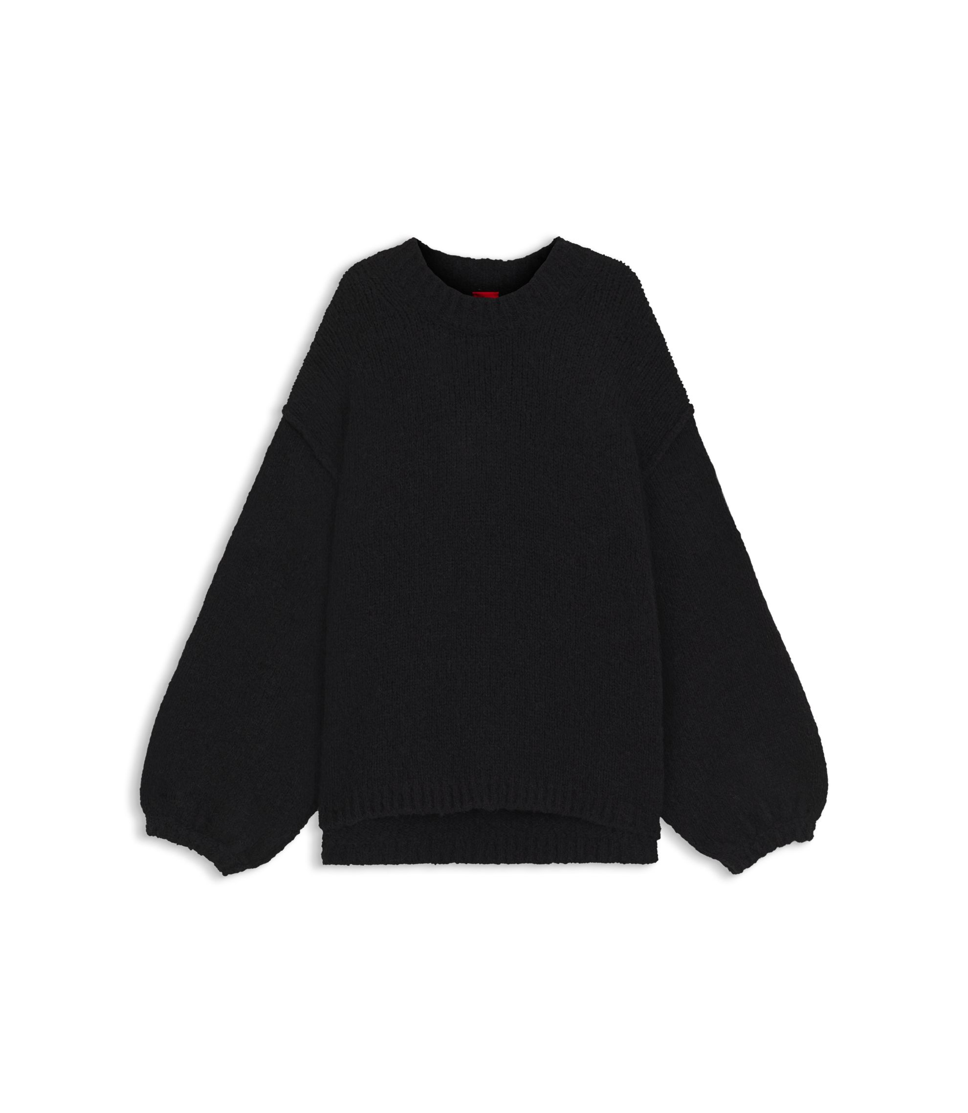 HUGO - Oversized-fit knitted sweater with puff sleeves - Black