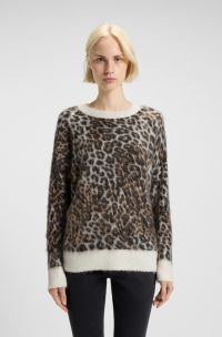 Jersey de punto relaxed fit con jacquard de leopardo, Fantas&iacute;a