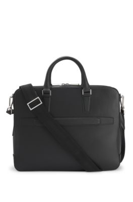 Leather document case with logo lettering, Black