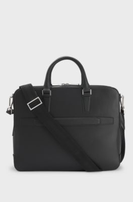 Leather document case with logo lettering, Black