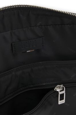 Leather document case with logo lettering, Black