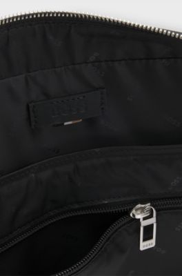 Leather document case with logo lettering, Black