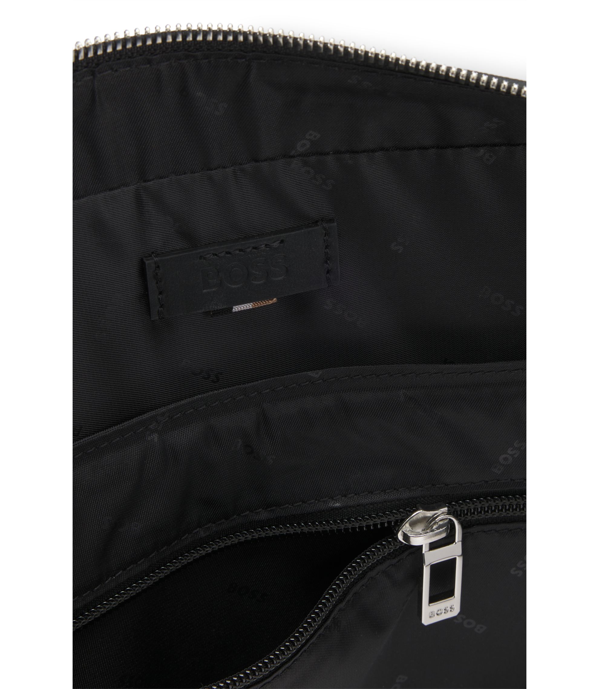 BOSS - レザー ドキュメントケース レタリングロゴ - ブラック