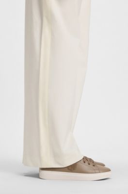 Leather trainers with Double B monogram, Beige