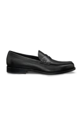 Loafers in smooth leather with penny trim, Black