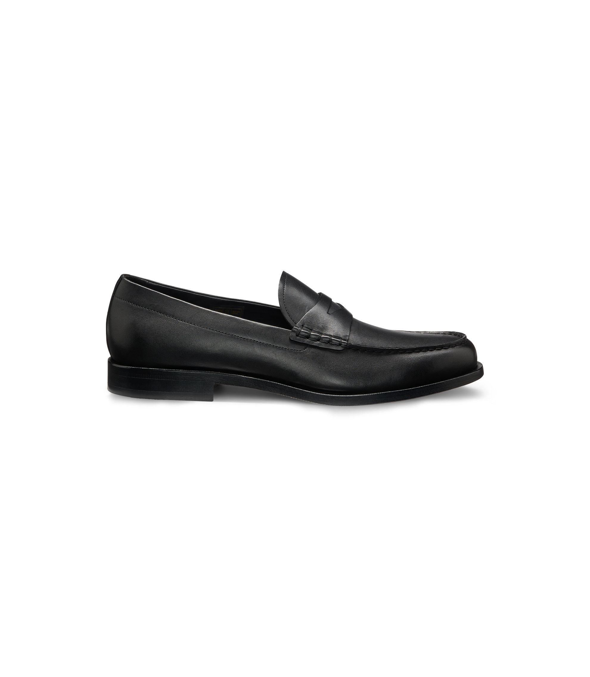 Boss Black Leather Braided Penny Loafers BOSS - Leather loafers with penny trim - Black main image 2
