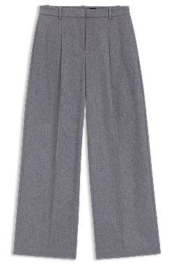 Regular-fit wide-leg trousers in soft flannel