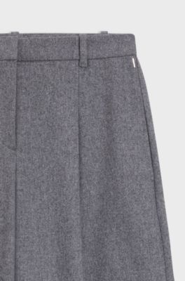 Regular-fit wide-leg trousers in soft flannel, Grey