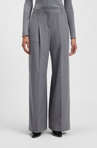 Pantaloni regular fit a gamba larga in morbida flanella, Grigio scuro