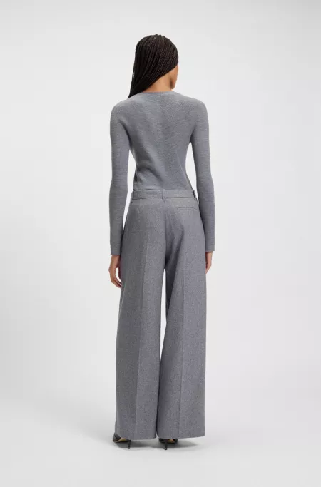 Regular-fit wide-leg trousers in soft flannel