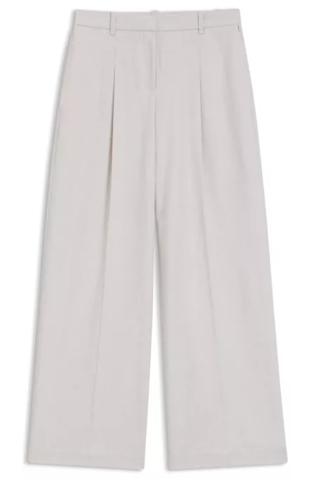 Regular-fit wide-leg trousers in soft flannel