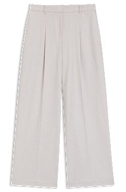 Regular-fit wide-leg trousers in soft flannel