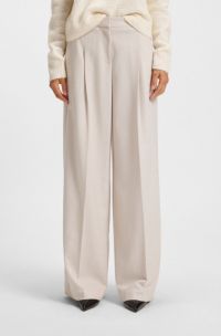 Pantalon large Regular en flanelle douce, Naturel