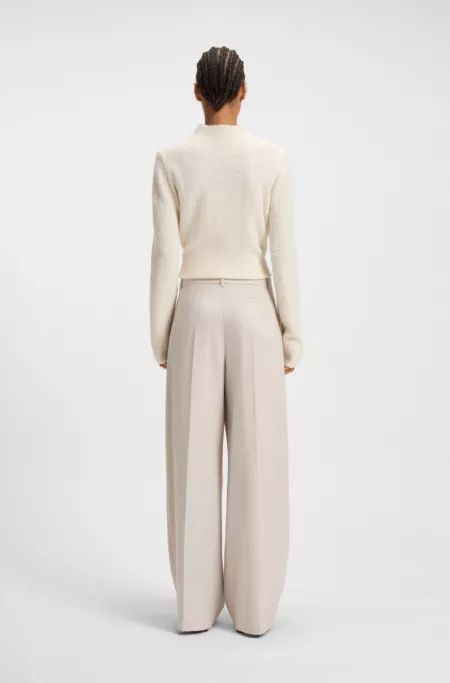 Regular-fit wide-leg trousers in soft flannel