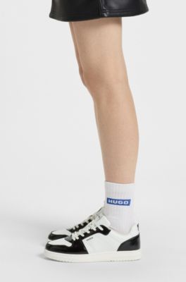 Sneakers a blocchi di colore con logo, Bianco / Nero