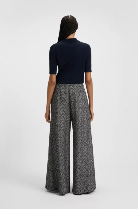 Regular-fit wide-leg trousers in herringbone tweed