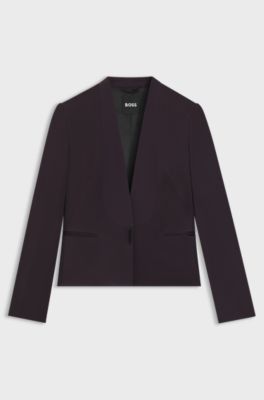Regular fit habitblazer med sjalrevers, M&oslash;rklilla