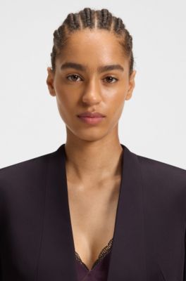 Regular-fit tuxedo blazer with shawl lapels, Dark Purple