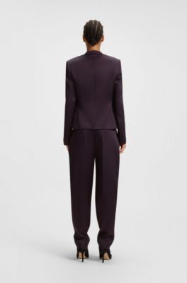 Regular fit habitblazer med sjalrevers, M&oslash;rklilla